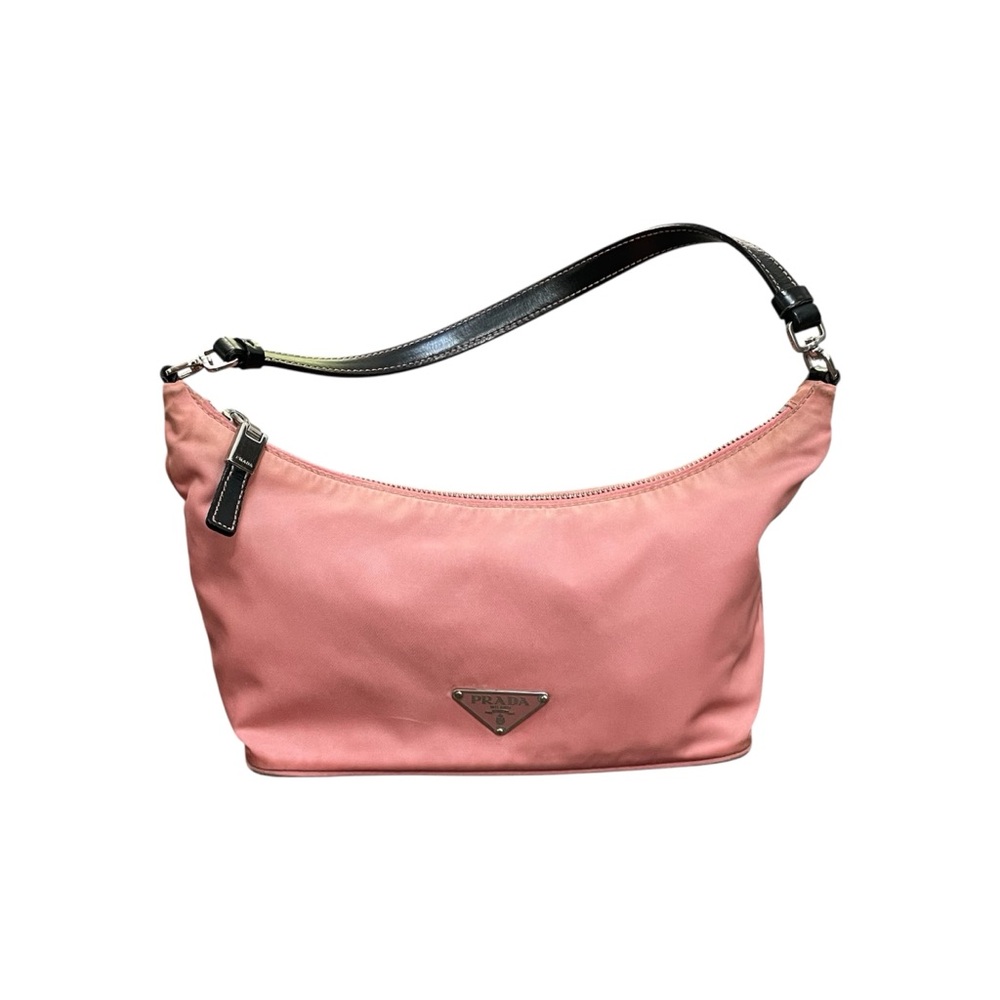 Vintage Prada Tessuto Sirio Baby Pink Nylon Shoulder Boat Bag